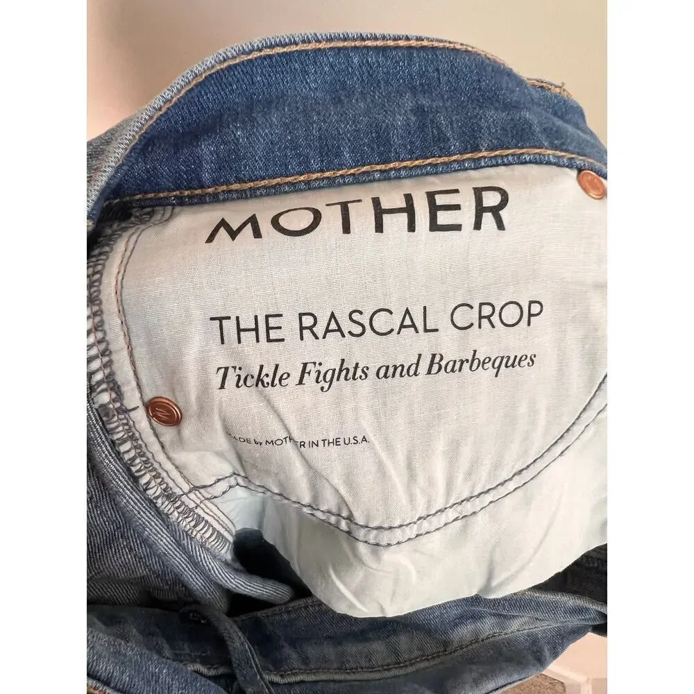 Mother The Rascal Mid Rise Denim Crop Jeans Tickle Fights & Barbeques 26 NWT